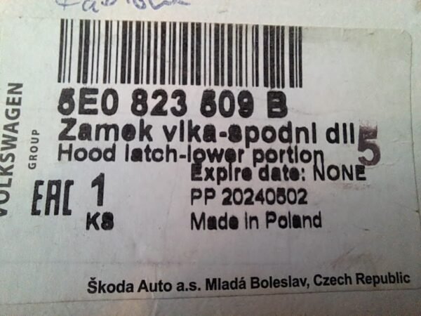 SKODA OCTAVİA 2013/2021 ÖN KAPUT KİLİDİ ORİJİNAL 5E0823509B - Görsel 3
