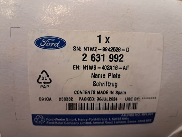 FORD RANGER KİMLİK PLAKASI ORİJİNAL N1WB402A16AF - Görsel 4